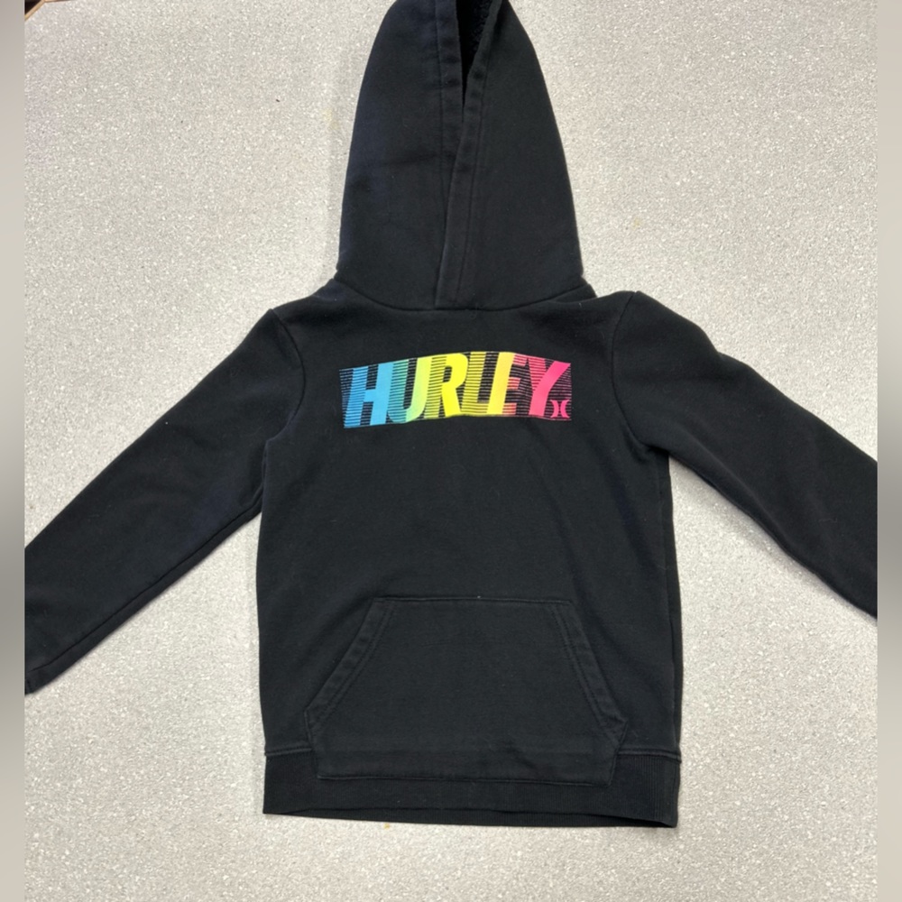 Hurley girls size 6 black thick hooded sweater